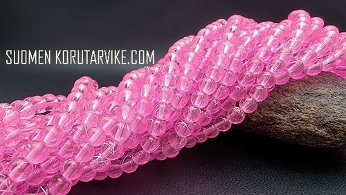 Glaspärla 6mm Hohto rosa band