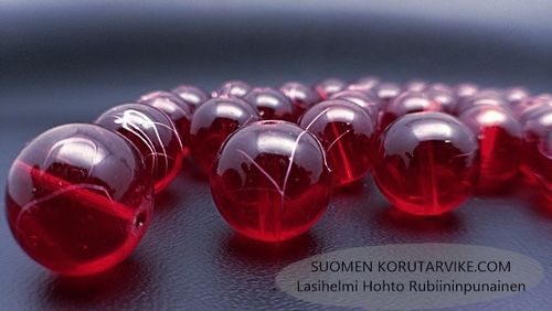 Glass bead Hohto 14mm ruby 15 pcs