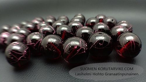 Glass bead Hohto 14mm garnet red 15 pcs