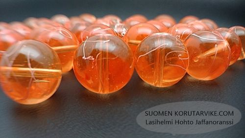 Glass bead Hohto 14mm Jaffa orange 15 pcs