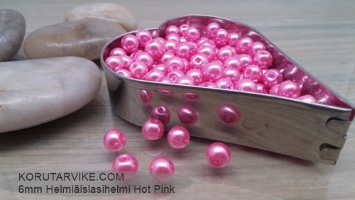 Lasihelmi helmiäinen 6mm hot pink 50g