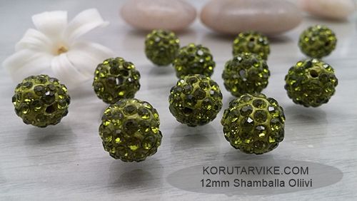 Shamballa 12mm oliivin vihreä 1kpl