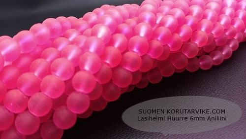Glaspärlband Huurre 6mm hot pink
