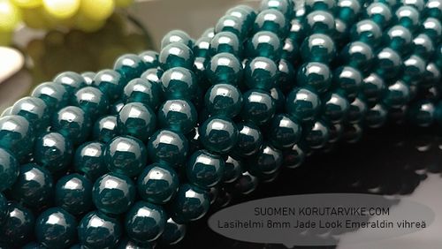 Lasihelmi 8mm Jade Look Deep Emerald nauha