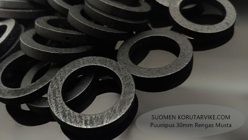 Wood Pendants 30mm Ring Black 4pcs