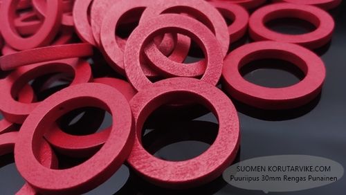 Wood Pendants 30mm Ring Red 4pcs