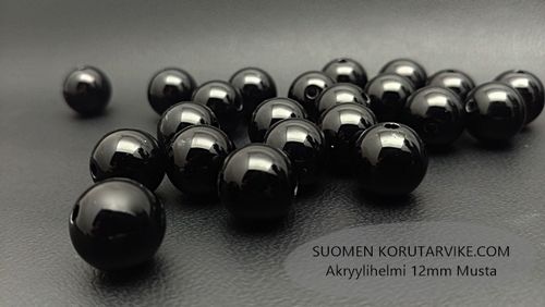 Akrylpärlor 12mm svart 20st