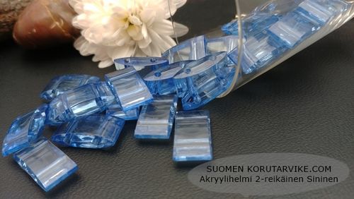 Acrylic bead 2-hole blue 20g