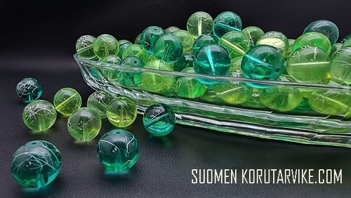 Glaspärla Hohto 14mm MIX Grön 500g ca.138st