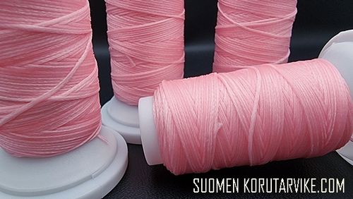 Polyestersnöre vaxad 0,4mm pink 50m Rulle