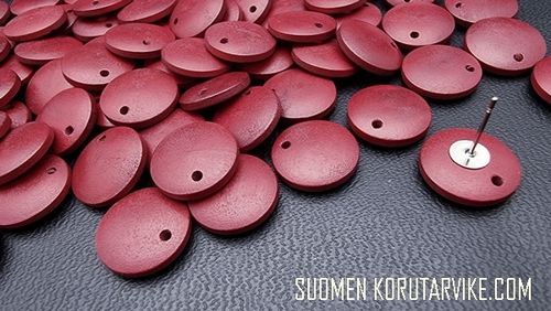 Wood pendants 15mm round red 10pc