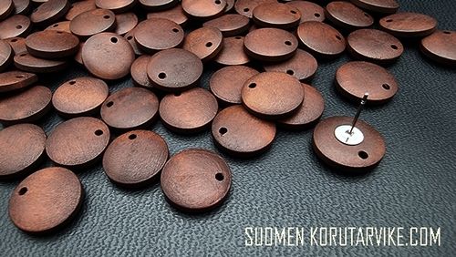 Wood pendants 15mm round suede 10pc