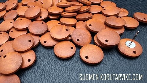 Wood pendants 15mm round cinnamon 10pc