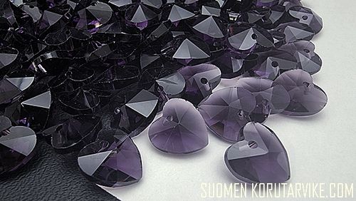 Hänge 14mm kristallpolerad hjärta violet 4st